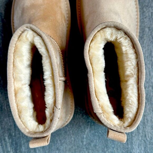 NEW Soda Benji Platform Ankle Bootie Boot Sherpa Faux Fur Lined in Oat Size 7.5 - Picture 10 of 12